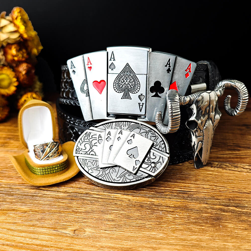 Ace of Spades Western Belt & EDC Jewelry Set