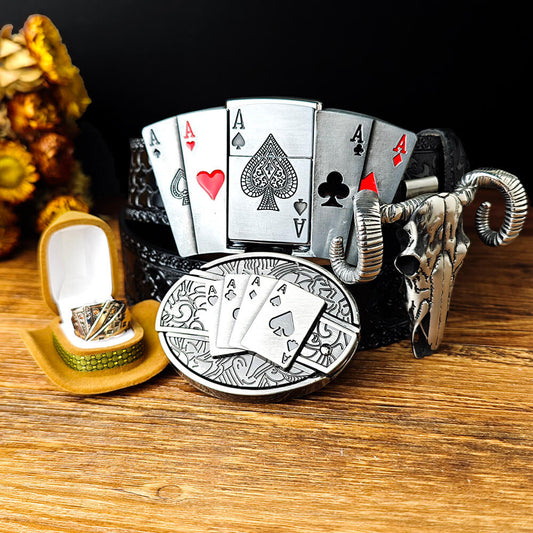 Ace of Spades Western Belt & EDC Jewelry Set