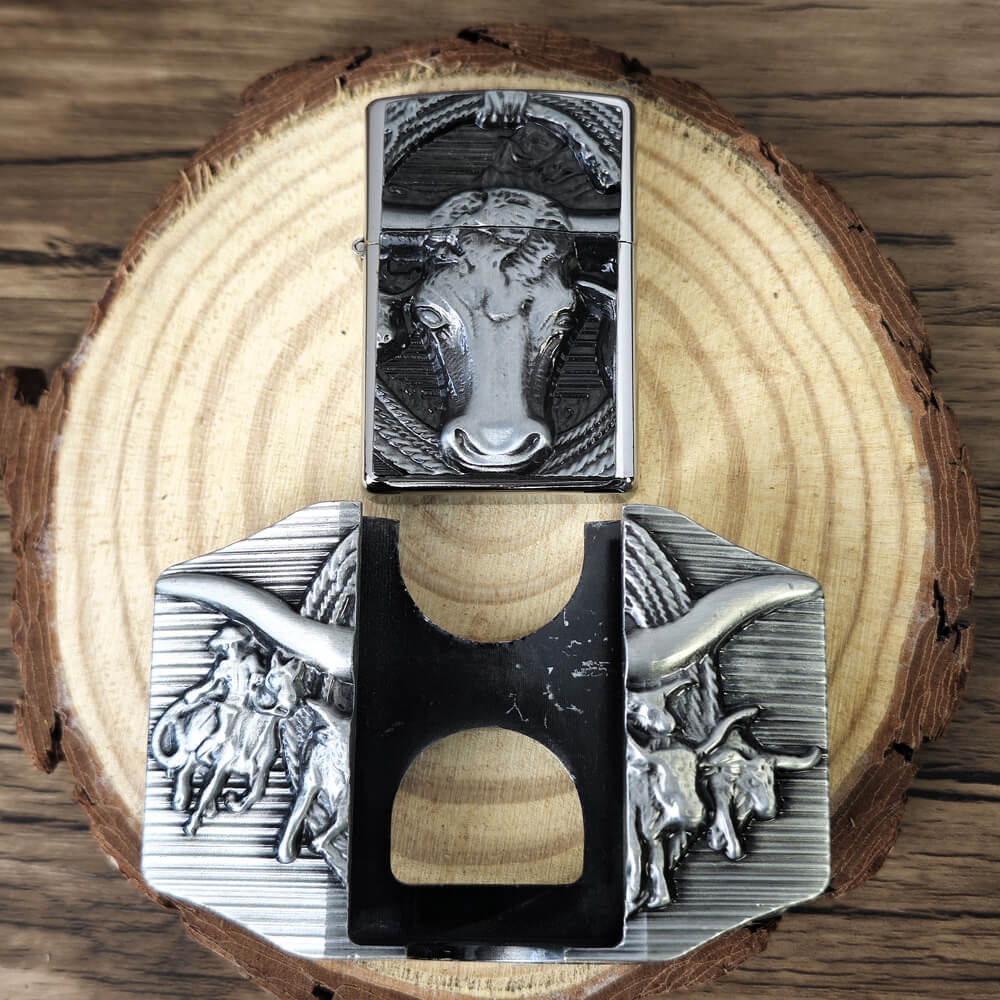 Western Longhorn Lighter Belt Buckle