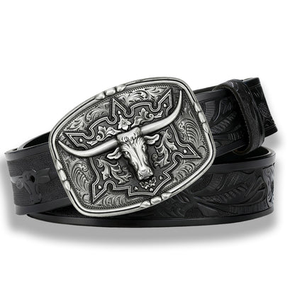 Vintage Texas Longhorn Western Belt with Bull Embossed Leather Belt