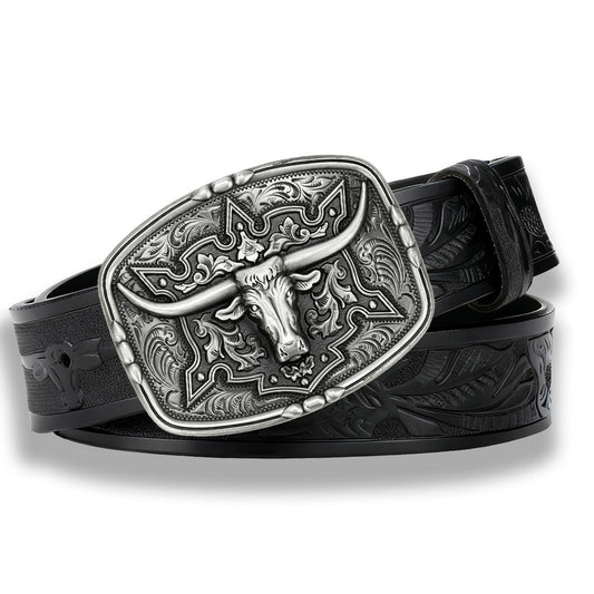 Vintage Texas Longhorn Western Belt with Bull Embossed Leather Belt