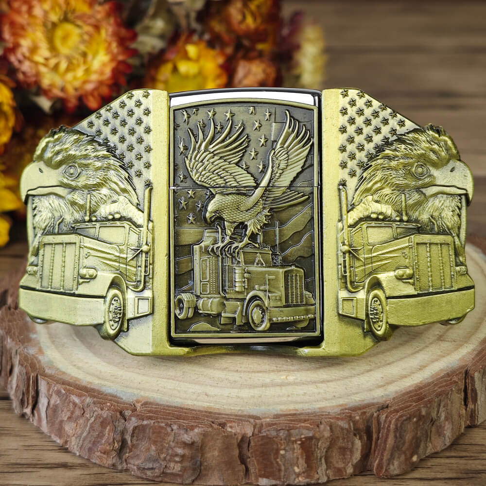 Western Eagle Head Belt Buckle with Built-in Lighter – American Style
