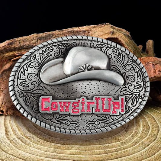 COWGIRLUPA Western Belt Buckle - Vintage Cowboy Hat Design