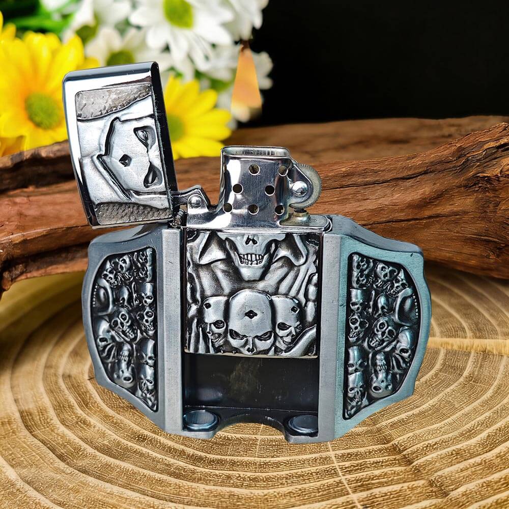 Western-Style Skull Sattern Lighter Belt Buckle