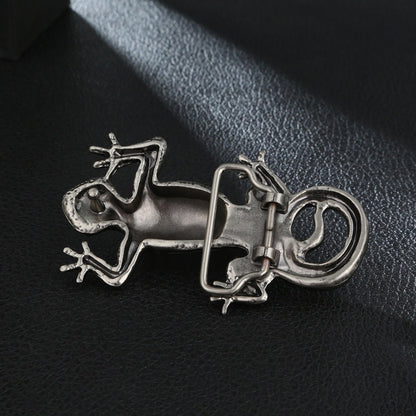 Antique Silver Gecko Lizard Belt Buckle - Vintage Southwestern Style