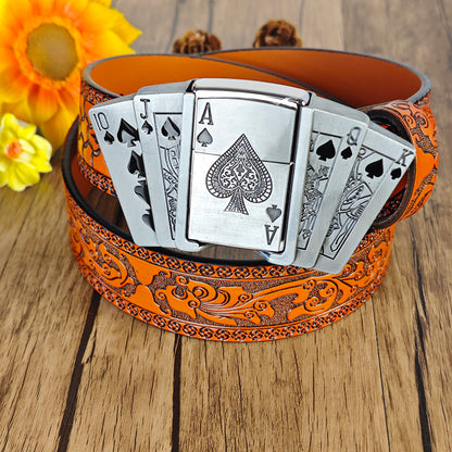 Western Embossed Belt with Lighter Buckle