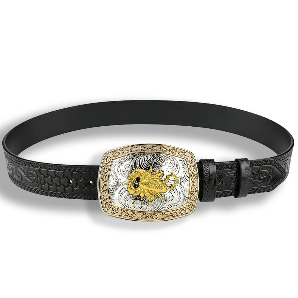 Two-Tone Animal Western Leather Belt