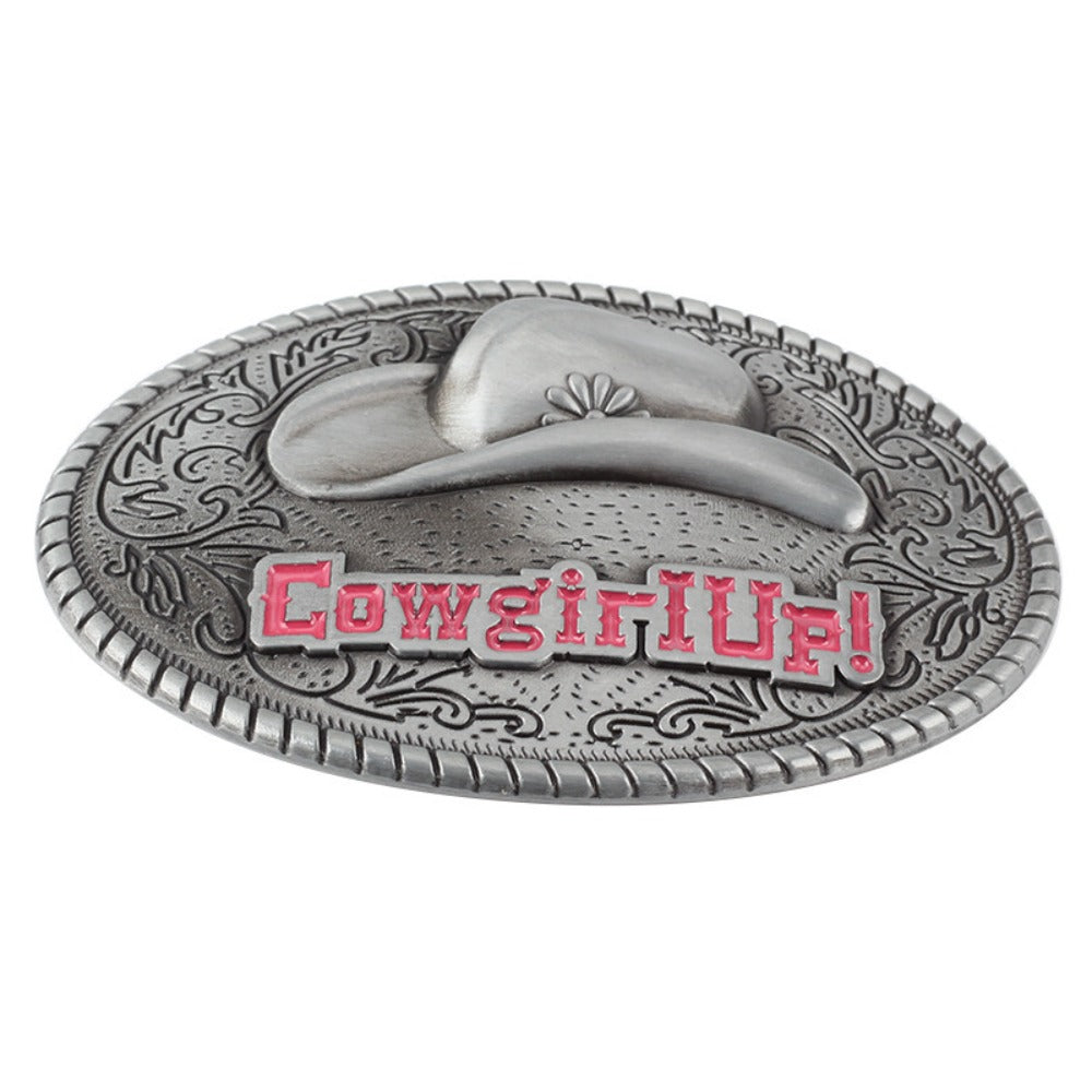 COWGIRLUPA Western Belt Buckle - Vintage Cowboy Hat Design