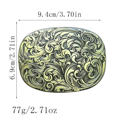 Vintage Floral Engraved Western Belt Buckle