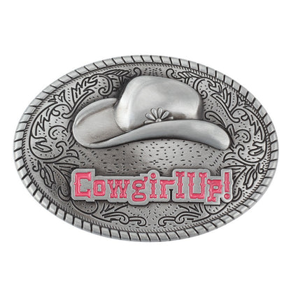 COWGIRLUPA Western Belt Buckle - Vintage Cowboy Hat Design
