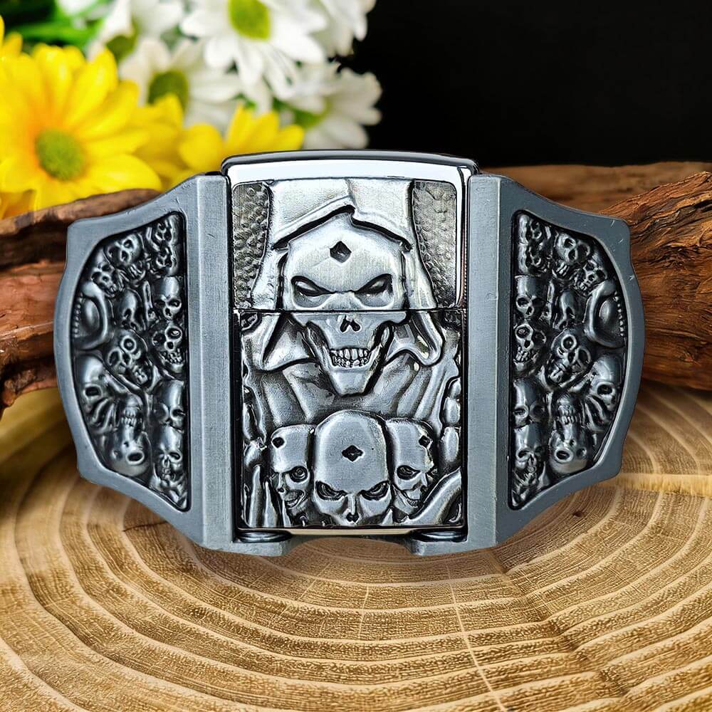 Western-Style Skull Sattern Lighter Belt Buckle
