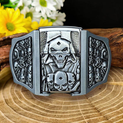 Western-Style Skull Sattern Lighter Belt Buckle
