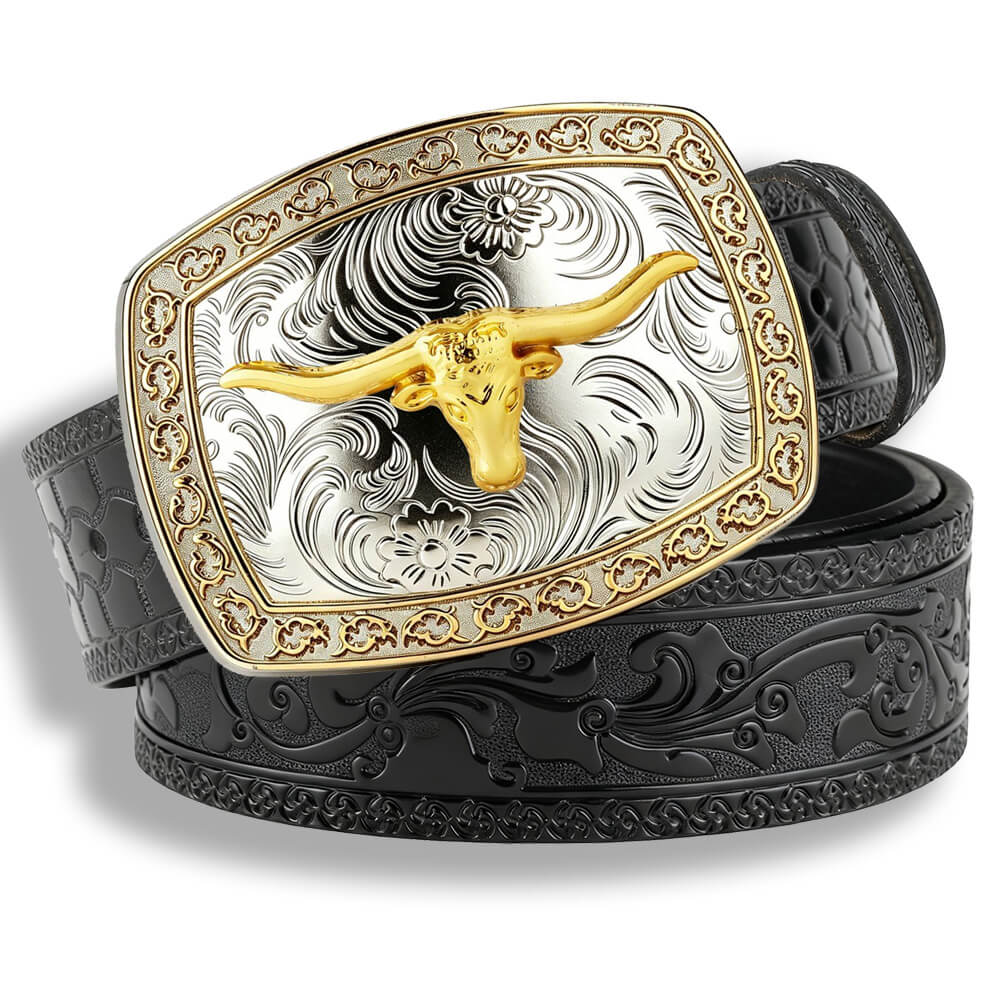 Two-Tone Animal Western Leather Belt