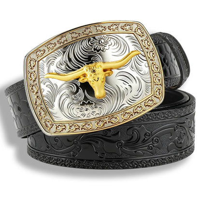 Two-Tone Animal Western Leather Belt