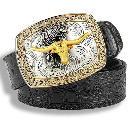 Two-Tone Animal Western Leather Belt