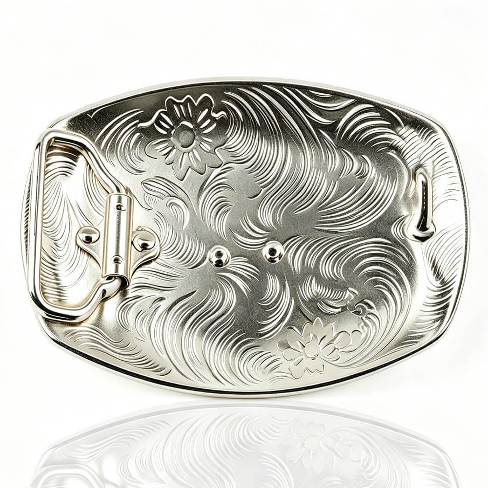 Two-Tone Golden Horse Western Floral Belt Buckle
