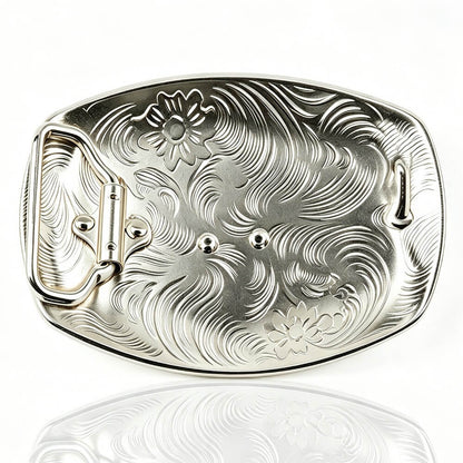 Two-Tone Golden Horse Western Floral Belt Buckle