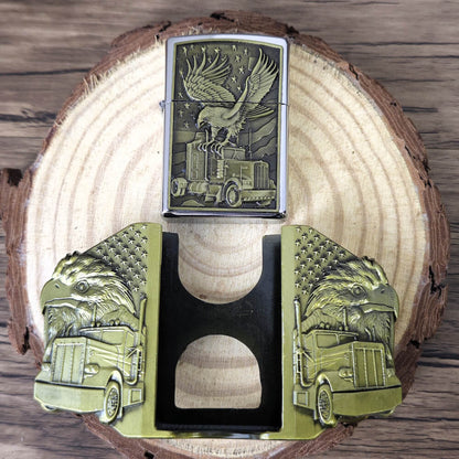 Western Eagle Head Belt Buckle with Built-in Lighter – American Style