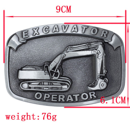 Construction Excavator Belt Buckle – Detailed 3D Engraved Design