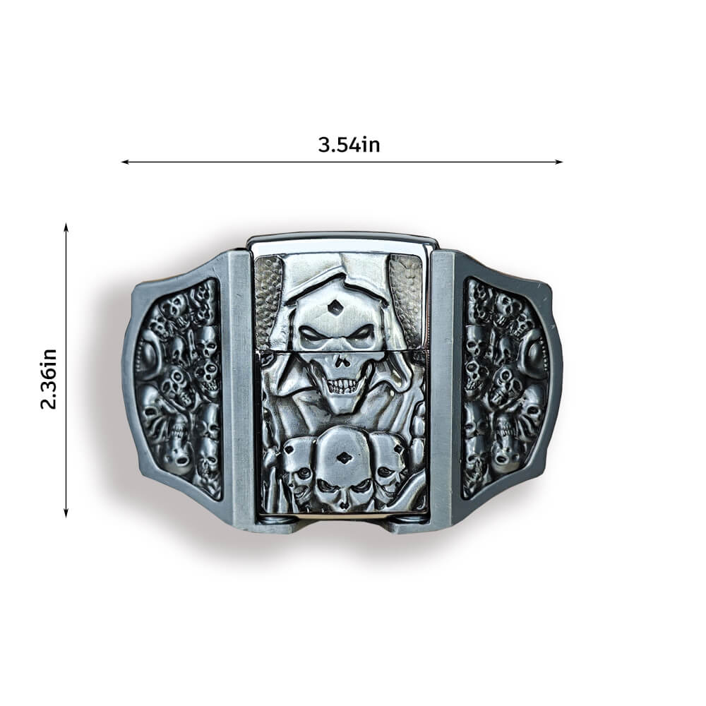 Western-Style Skull Sattern Lighter Belt Buckle