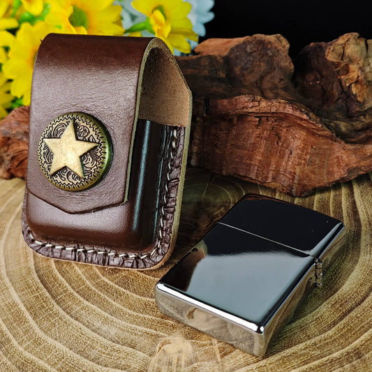 Western EDC Gear Set – Belt Buckle, Horn Necklace & Leather Lighter Holster