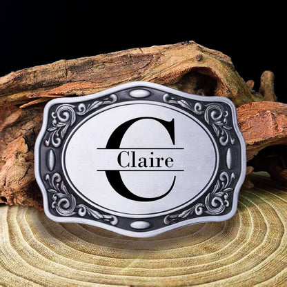 Personalized Laser Engraved Western Belt Buckle - Custom Name & Initials