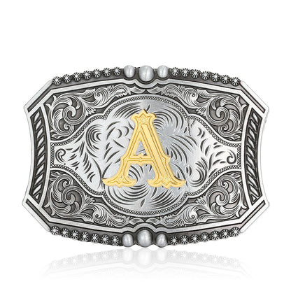 A-Z Retro Lettered Denim Belt Buckle