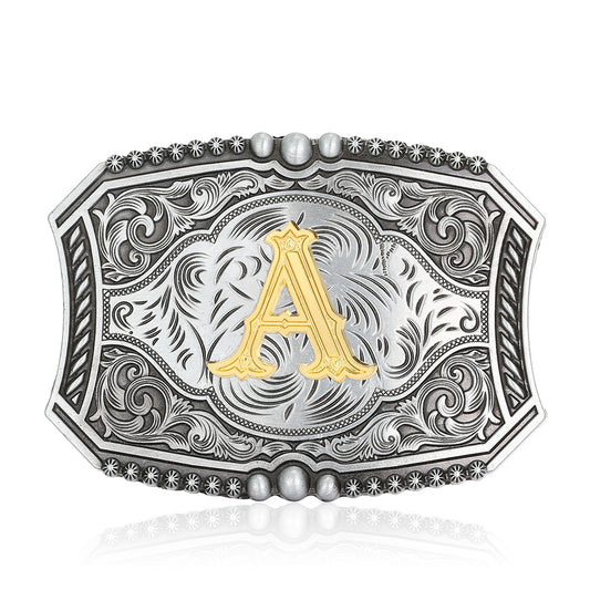 A-Z Retro Lettered Denim Belt Buckle