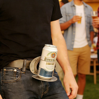 Western Feather Belt with Bull Beer Holder Buckle