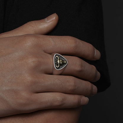 Western bull head ring with detailed cowboy design