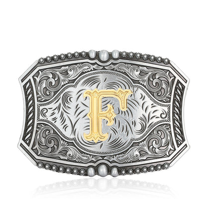 A-Z Retro Lettered Denim Belt Buckle