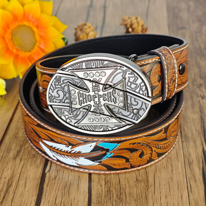 Feather Embossed Belt With Buckle