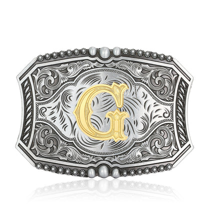 A-Z Retro Lettered Denim Belt Buckle