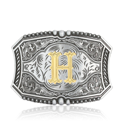 A-Z Retro Lettered Denim Belt Buckle