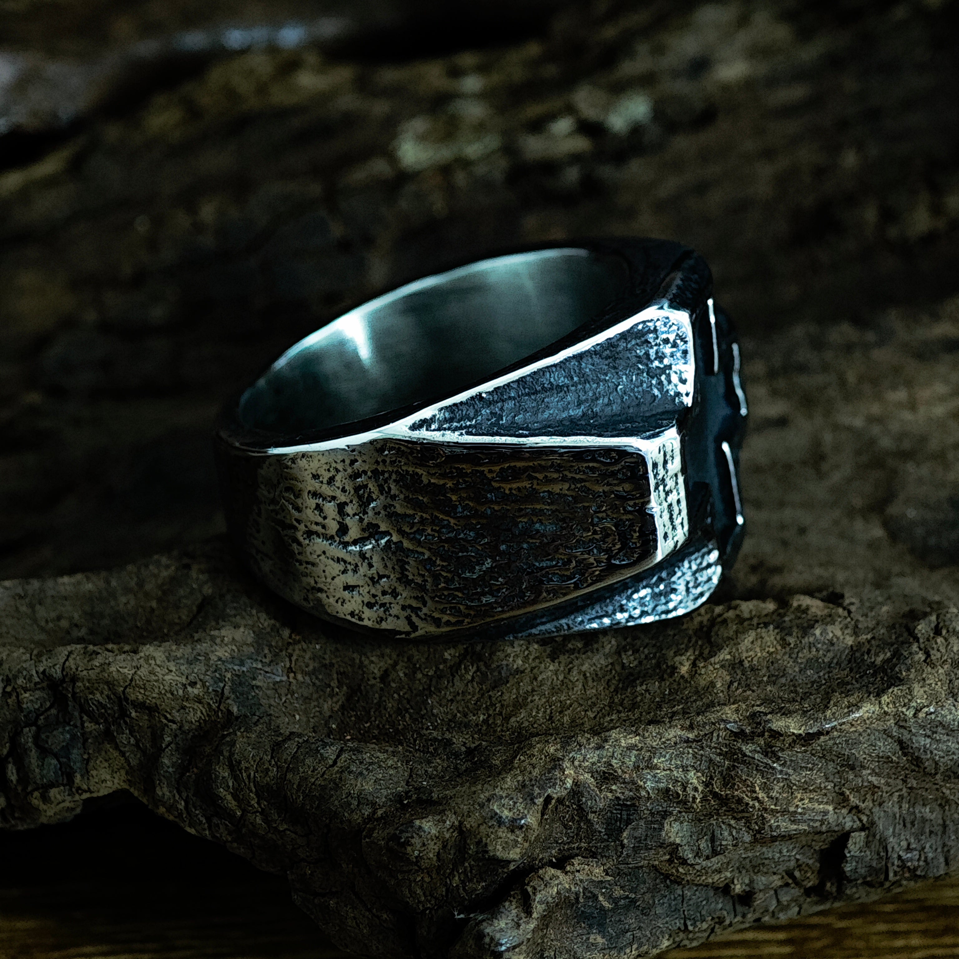 Titanium Steel Cross Vintage Silver Ring