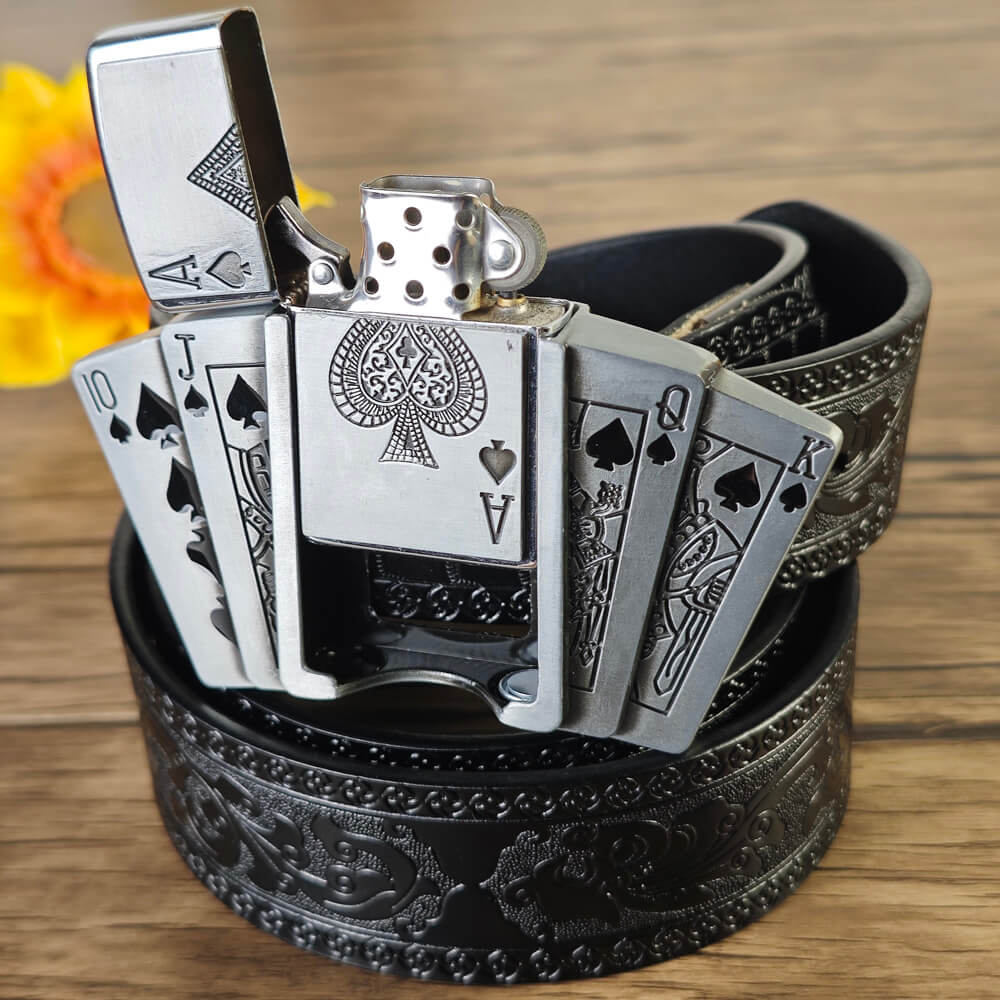 Western Embossed Belt with Lighter Buckle