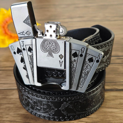 Western Embossed Belt with Lighter Buckle
