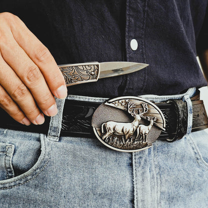 Western Cowboy Black Belt With Belt Buckle