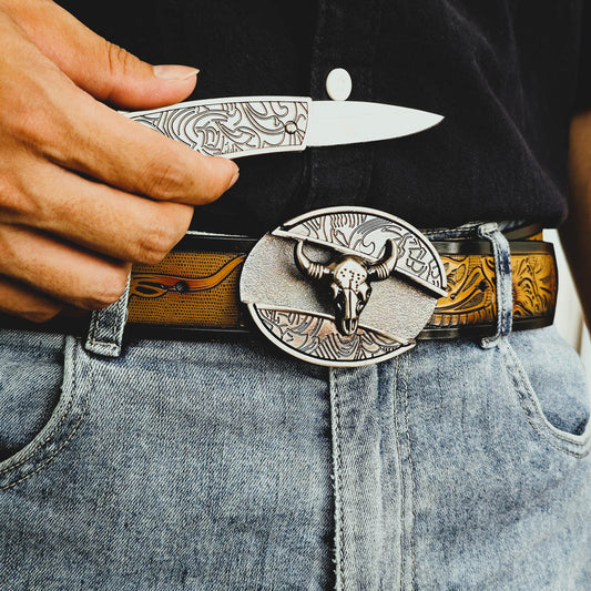 Cinturón de vaquero occidental con hebilla