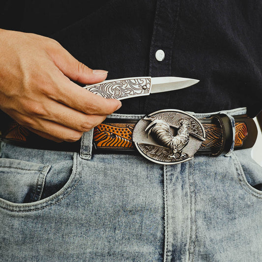 Western Eagle Engraved Leather Belt