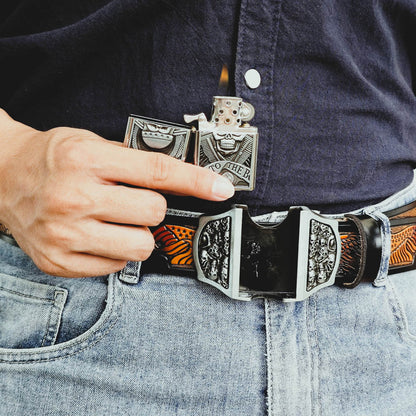 Western Eagle Belt with Skull Lighter Buckle