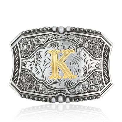 A-Z Retro Lettered Denim Belt Buckle