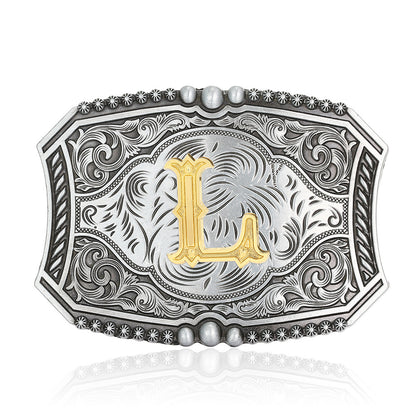 A-Z Retro Lettered Denim Belt Buckle