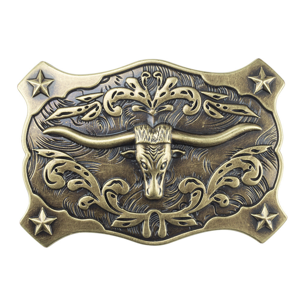 Longhorn Steer Western Belt Buckle – Classic Rodeo Cowboy