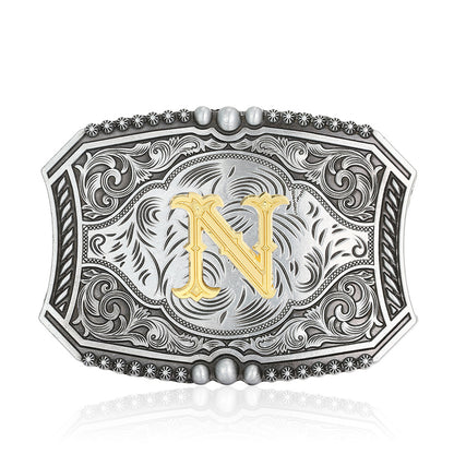 A-Z Retro Lettered Denim Belt Buckle