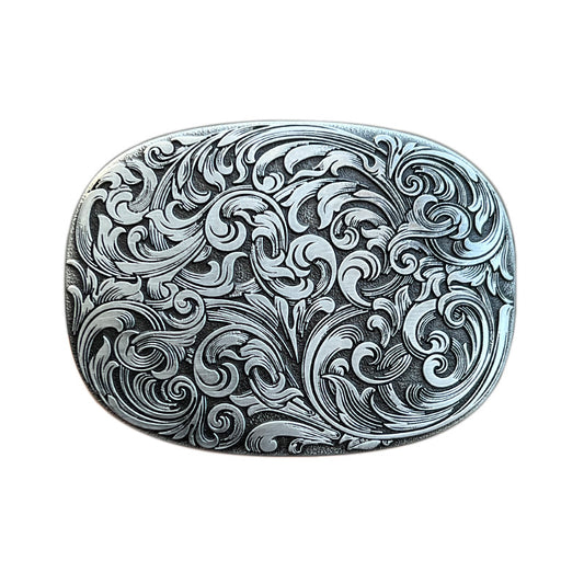 Vintage Floral Engraved Western Belt Buckle