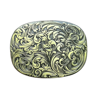 Vintage Floral Engraved Western Belt Buckle