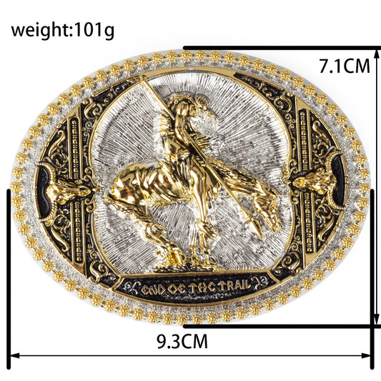 End of the Trail Western Horseman Belt Buckle