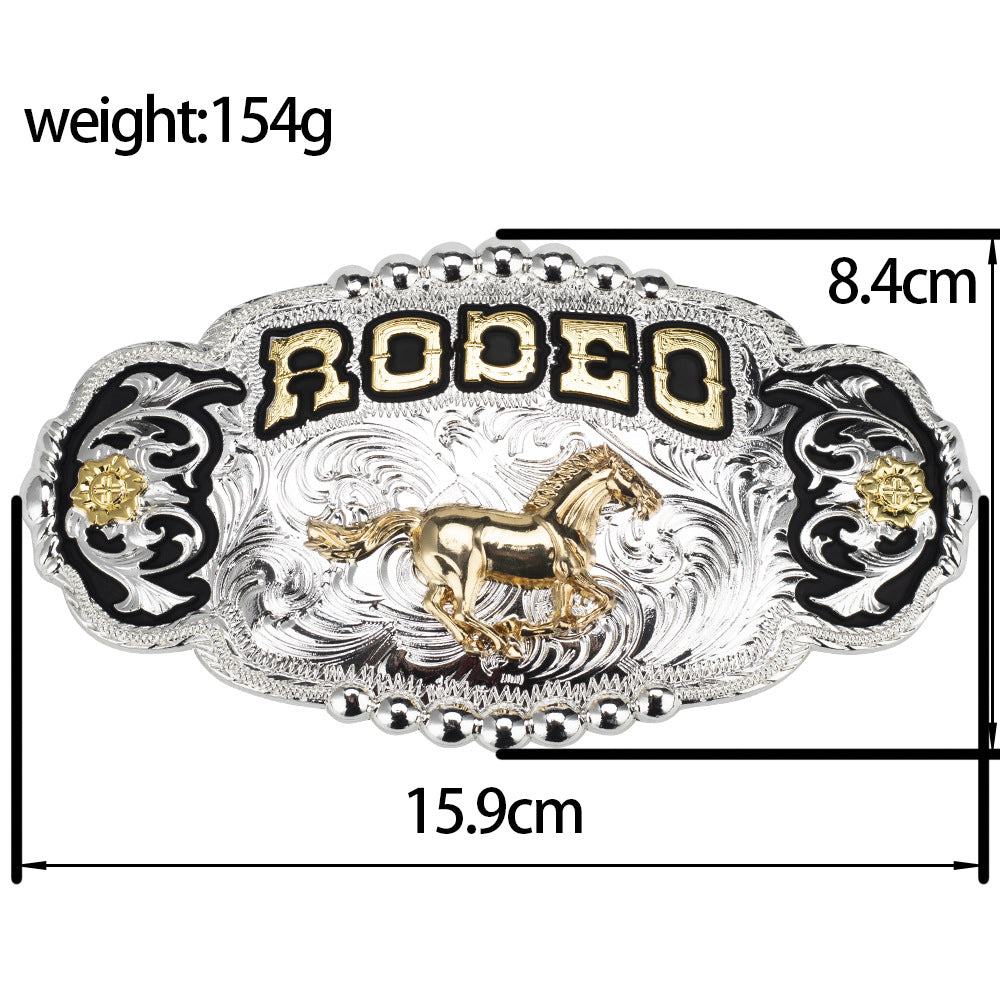 Rodeo Champion Bull Rider Belt Buckle with Cowboy Leather Belt