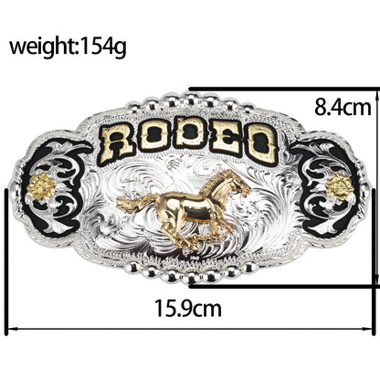 Rodeo Champion Bull Rider Belt Buckle with Cowboy Leather Belt